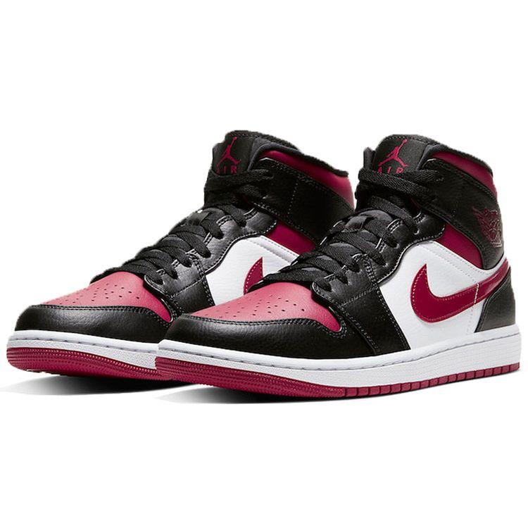 Air Jordan 1 Mid Noble Red Vyriški sportbačiai Juodi Balti 554724-066