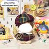 10Cm Cotton Dolls Preppy Style Doll Clothes Plaid Beret And Cloak Suit Cute Doll Accessories Girl Dress-Up Play  Accessories Toy
