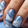 Elegant Blue & White Gradient Nail Art Patches - Set of 24 Wearable Fake Nails