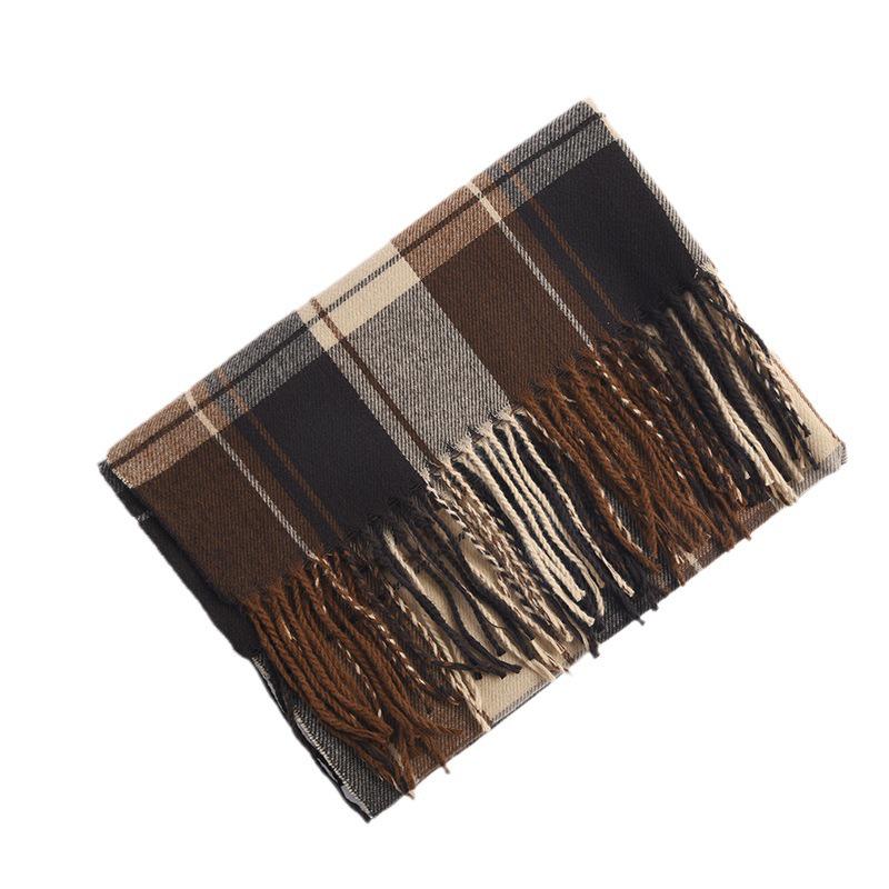 High-End Plaid Shawl for Women - 2025 Autumn/Winter Korean Style Thickened Imitation Cashmere Scarf