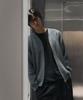 NODU Essential V-Neck Knit Zip-Up Cardigan [Gray]