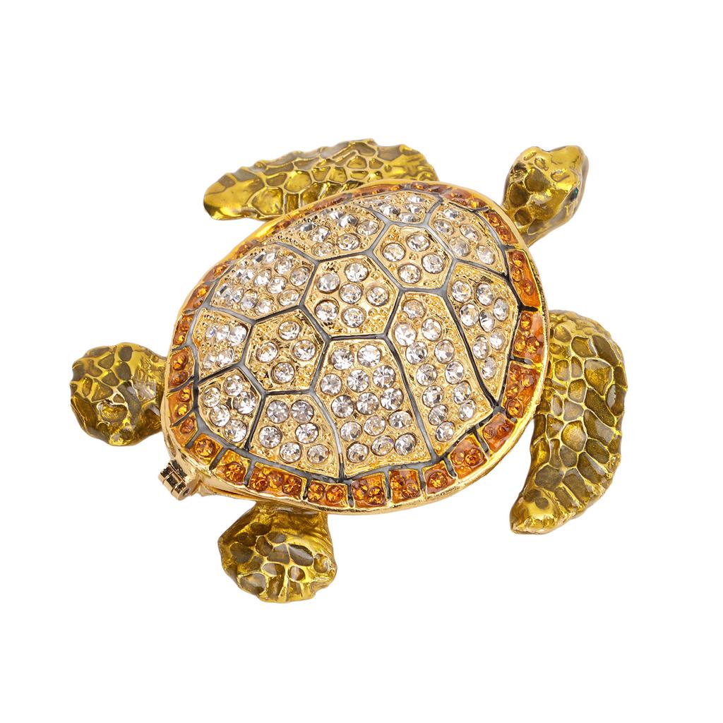 Turtle Trinket Jewelry Box Sparkling Rhinestones Magnetic Buckle Tortoise Figurines Collectible for