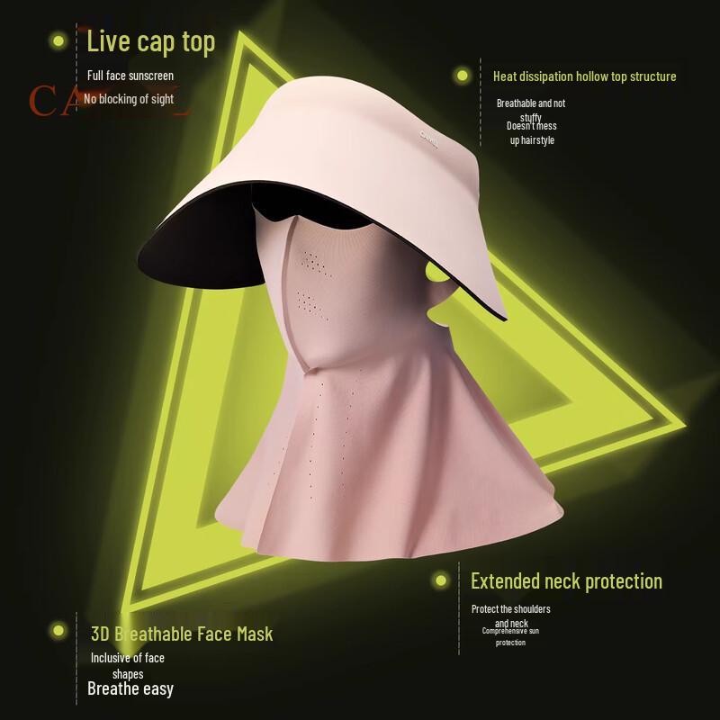 CAMEL UPF50+ Large Brim Sun Hat with Face Mask