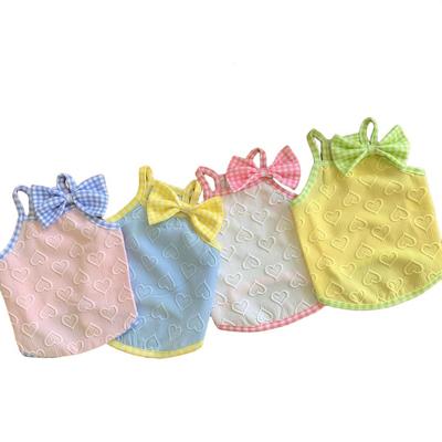 Sommer-Hundekleidung mit Schleife, atmungsaktive Welpenkleidung, Haustiermantel, Weste für kleine Hunde, dünne Kleidung, Katzen-Sommerkleidung