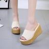 Damen Sommer Muffin mit Plateau-Absatz mit Fischmaul Bequeme Atmungsaktive Flip-Flops Strand Sandalen