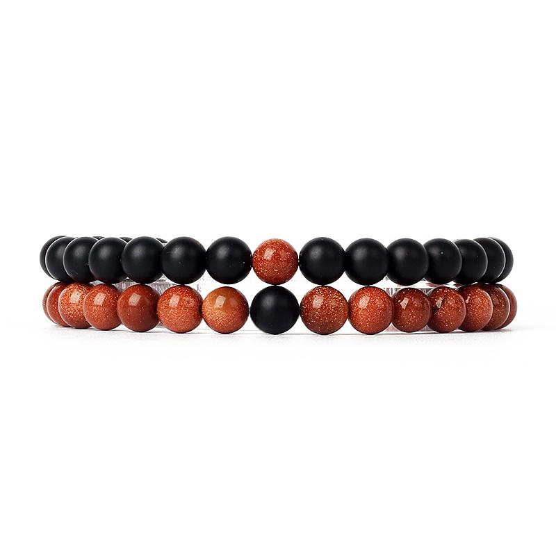 2pcs/Set Couples Distance Bracelets Tiger Eye Natural Chakra Lava Stone Beaded Yoga Bracelets for Men Women Elastic Rope Jewelry