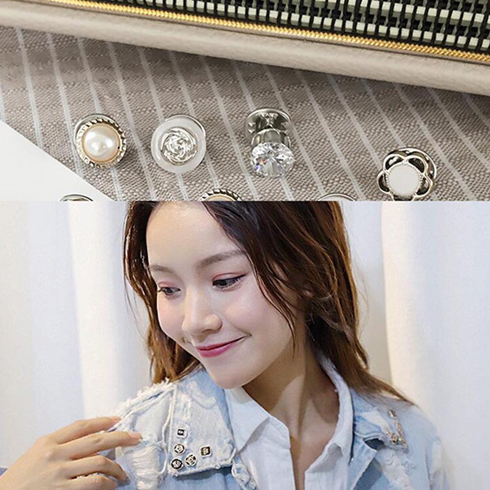 10Pcs/Set Simple Alloy Brooch Prevent Wardrobe Malfunction Botton Decor for Clothes