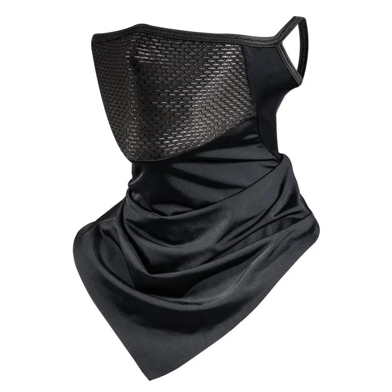 

Summer Outdoor Men Mask Full Face Bicycle Neckerchief Cycling Bandana UV Protection Mask Breathable Ice Silk Hanging Ear Scarf чёрный