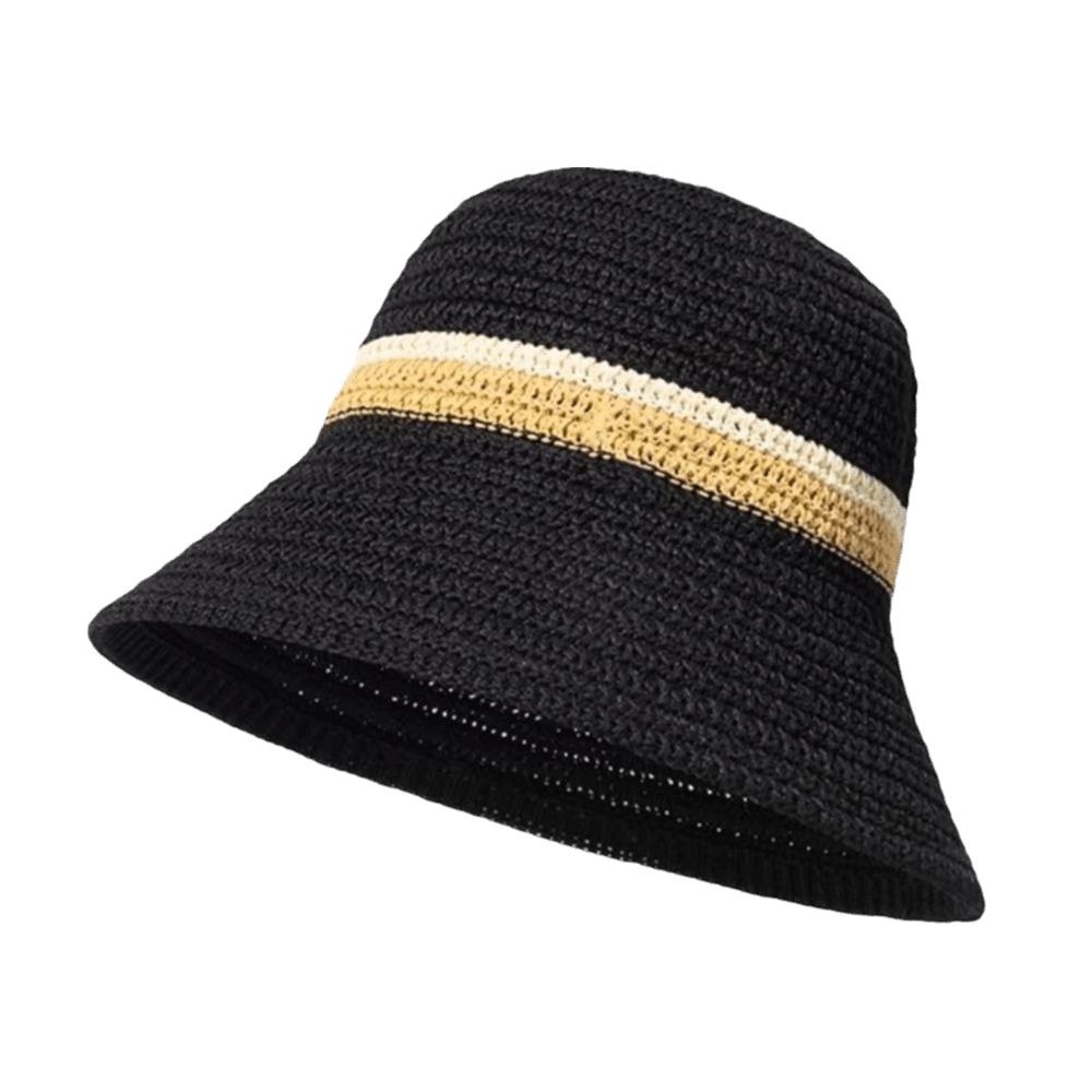 Flat Brim Hollow Straw Cap Breathable Sun Hat Simple Wide Brim Bucket Hat  Beach Vacation
