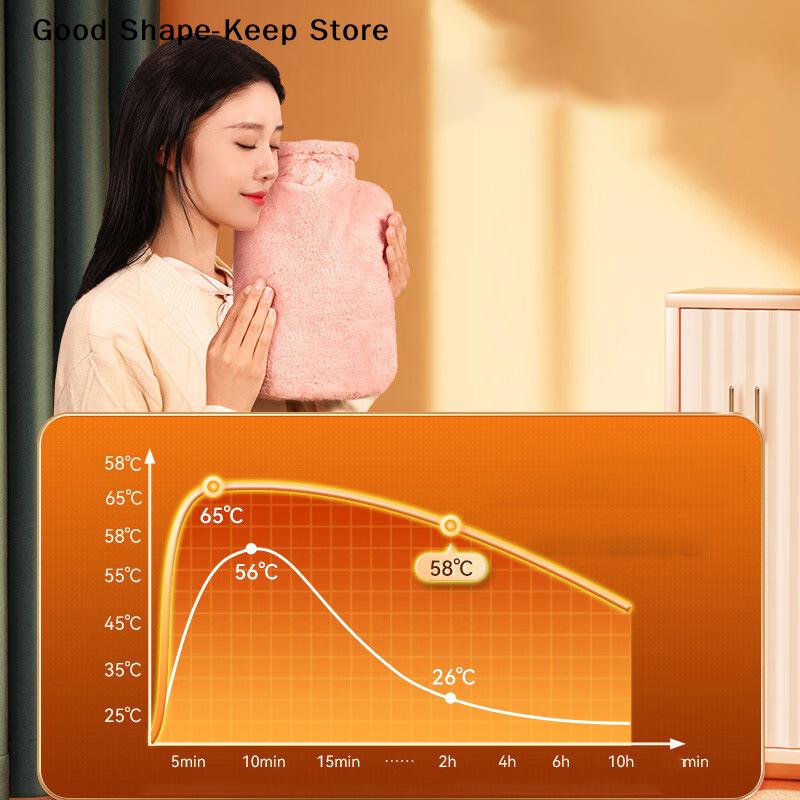 1000ML Removable Hand Warmer Hot Water Bottle with Cloth Cover Explosion-Proof Reusable Warmth for Winter for Girls