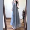 New Lazy Wind French Blue Sleeveless Suspender Dress Children's Summer Seaside Vacation Fairy Dress