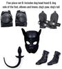 Dog Muzzle Set: K9 Slave Training Suit with Paws and Knee Pads for Male Training.