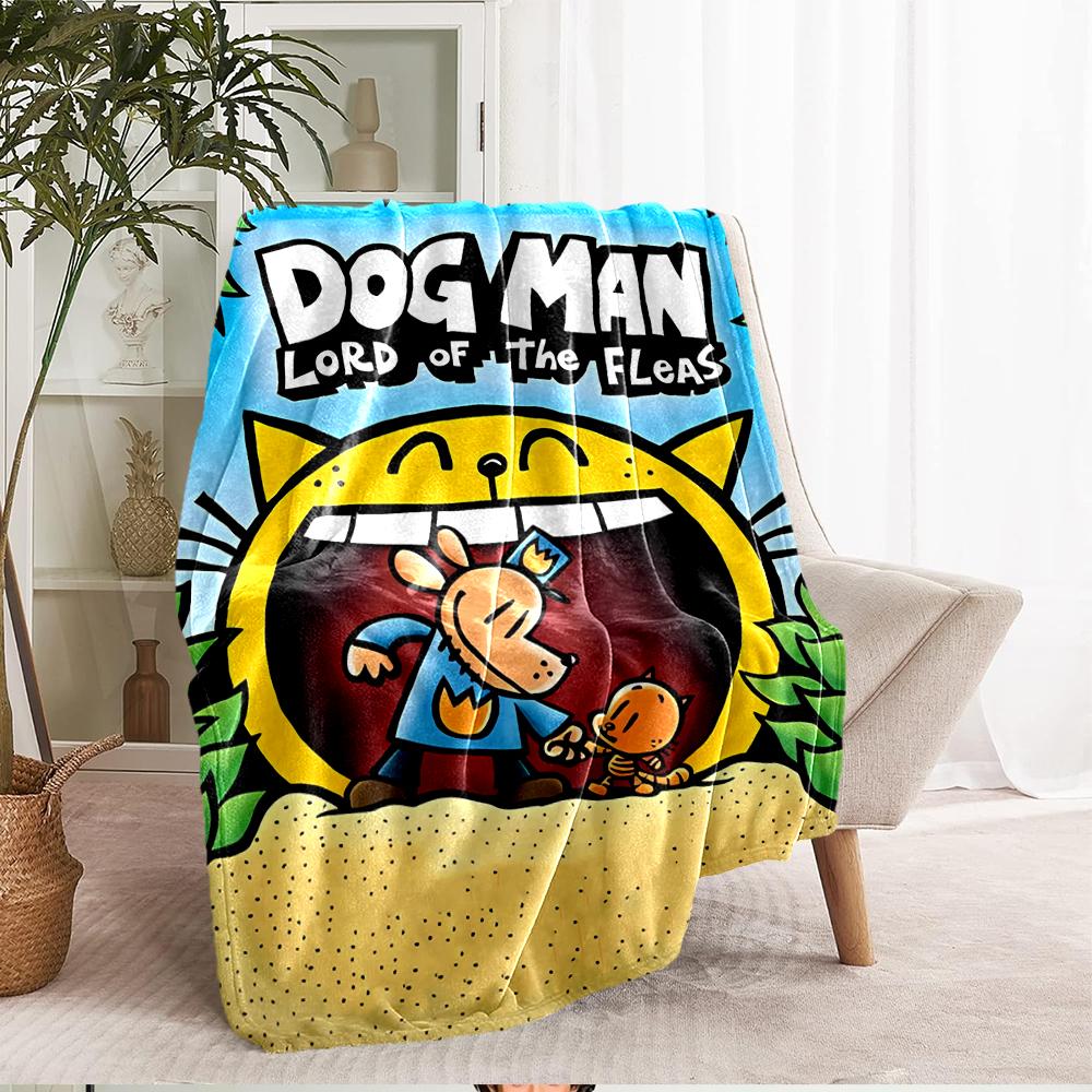 Dog Man Theme Printed Blanket - Perfect for Couch, Bed, Travel & Outdoor Use | Machine Washable, Cozy & Durable.