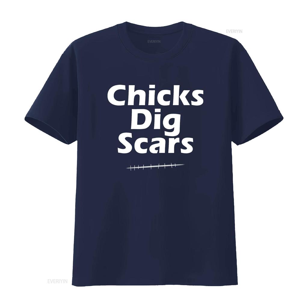 Womens T Shirt Chicks Dig Scars Cute Black 2XL vintage Washed Stretched Versatile Top For Everyday Wear homme graphic Stylish