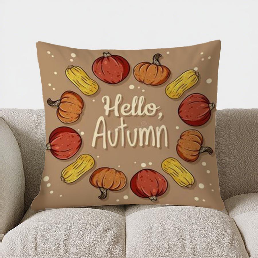 Home Decor Hello Autumn Pumpkins Decorative Throw Pillow Pattern Cushion Cover Suitable For Sofa Bedroom Car Pillow Cover