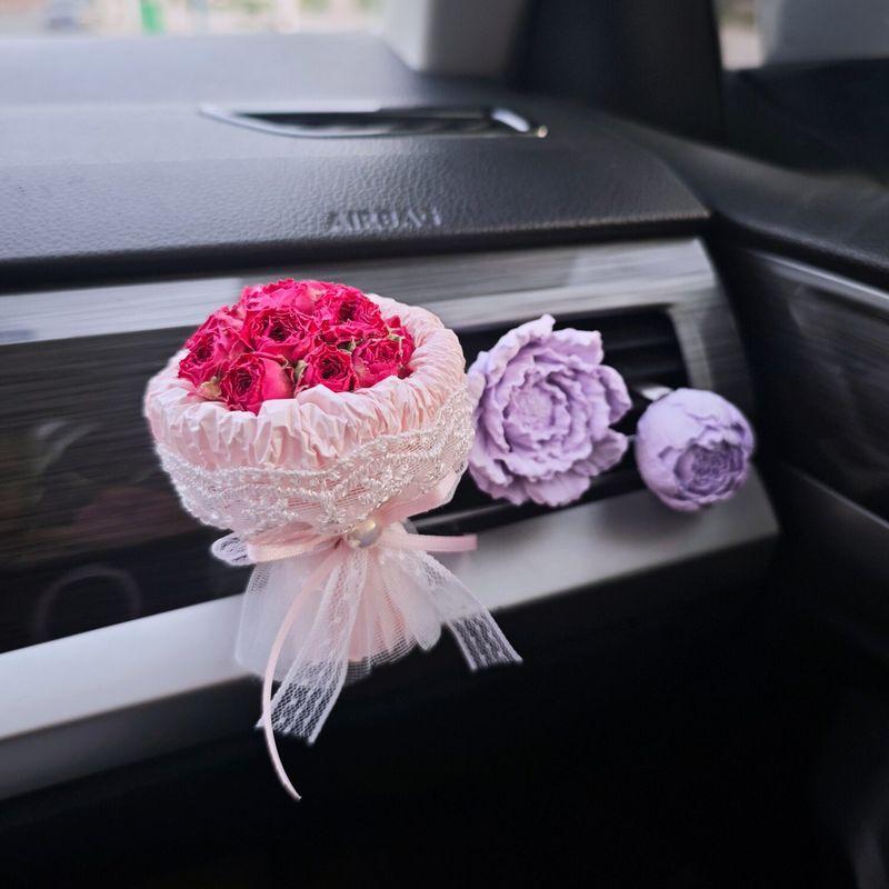 Car Air Freshener Rose Eternal Flower Bouquet Air Vent Decoration Aroma Diffuser Stone Car Fragrance Ornament High-End Gift