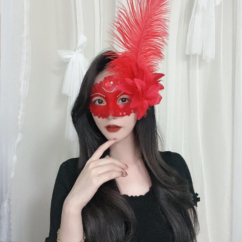 Venetian Party Mask Lightweight Feather Half Face Mask Cosplay Costume Mask High-Quality For Banquet Hall Fun Activity Carnival