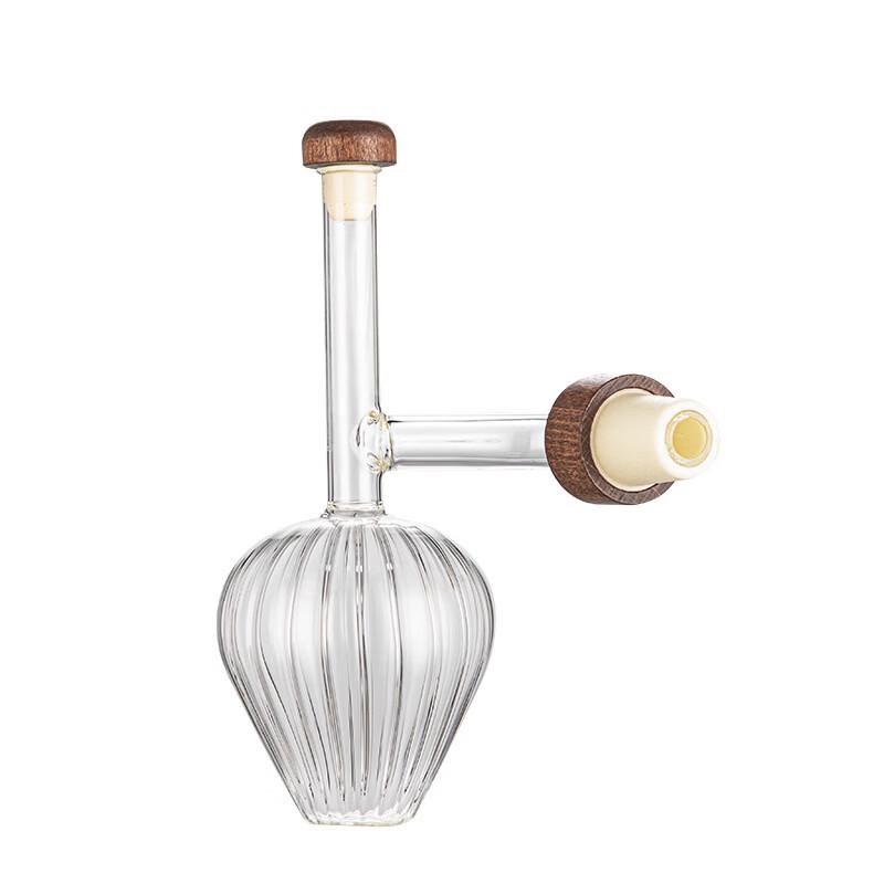 Striped Peach Glass Wine Decanter with Stopper