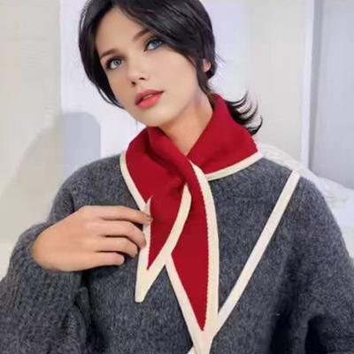 Yousheng Women Scarf Patchwork Color Piercing Wrapped Short Scarf Fake Collar Winter Outdoor Cycling Wrap Around Scarf