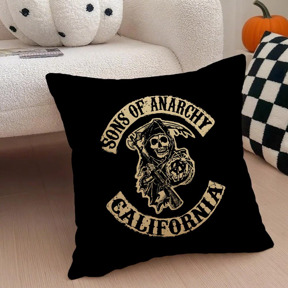 American Biker Drama SSons of Anarchy Cushion Cover Throw Pillow Cover Hidden Button Durable Polyester Chair Cushion