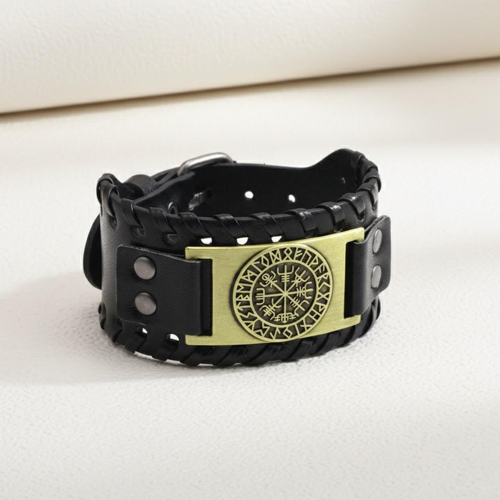 

Vintage Viking Totem Compass Letter Logo Bracelet Fashion Stainless Steel Jewelry Accessories for Men Women бронзовий