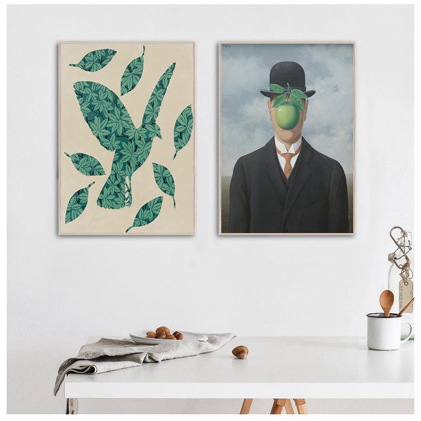Rene Magritte Exclusive Combination of Light Luxury Vintage Series Canvas Print Painting Poster Wall Picture for Home Decor No Frame