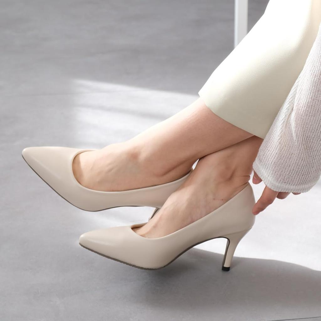 Running Pumps Pointed 7cm Heel Business Pumps CX1105 [AmiAmi] Women's (Black (Smooth), 23.5cm - 24.0cm)