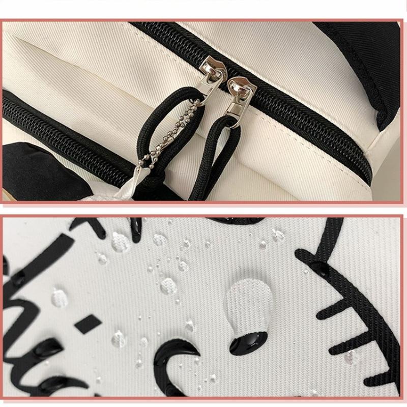 Korean Cute Cartoon Cat Women's Backpack Junior High School Students Schoolbag Large Capacity Multi-compartment Storage Waterproof Travel Backpack
