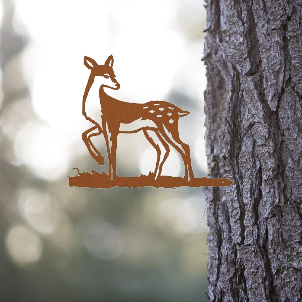 1 Piece Metal Deer Wall Art Sculpture Home Garden Decor Outdoor Statue Black Iron Silhouette Animal Ornament