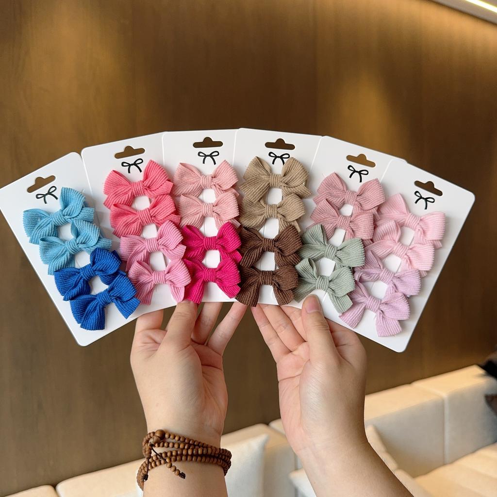 4Pcs Baby Bows Hair Clip For Kids Girls Solid Color Hairpins Barrettes Handmade Headwear Hair Accessories 2.1Inches