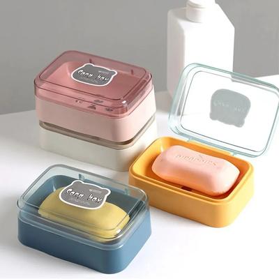 Bathroom Soap Dish With Lid Home Plastic Box Keeps Dry Soap Dish Travel Portable Tray Dish Storage Soap Container