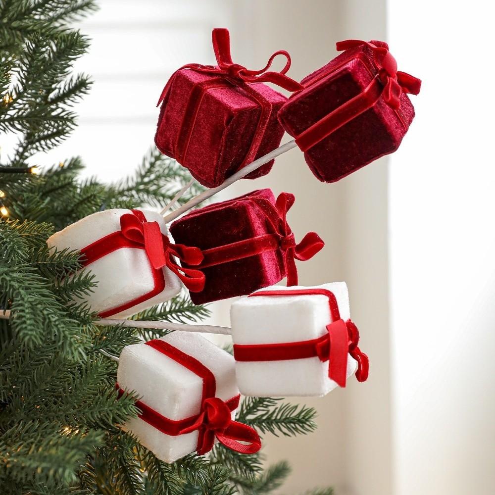 45cm Christmas Gift Box Branches Handmade Flower Arrangement Foam Hanging Gift Box Decorative Realistic Xmas Tree Ornaments