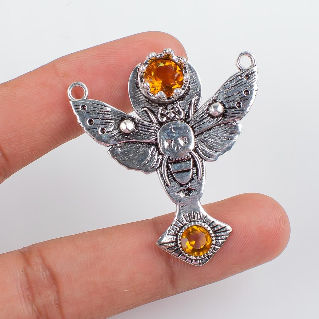 Natural Citrine Gemstone 925 Sterling Silver Jewelry Pendant 1.5" Gift For Wife CP-10-1