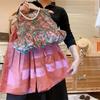 Girls' Summer Children's Clothing Set: Floral Print Sleeveless Tank Top + Skirt-Pants Fresh Two-Piece Set