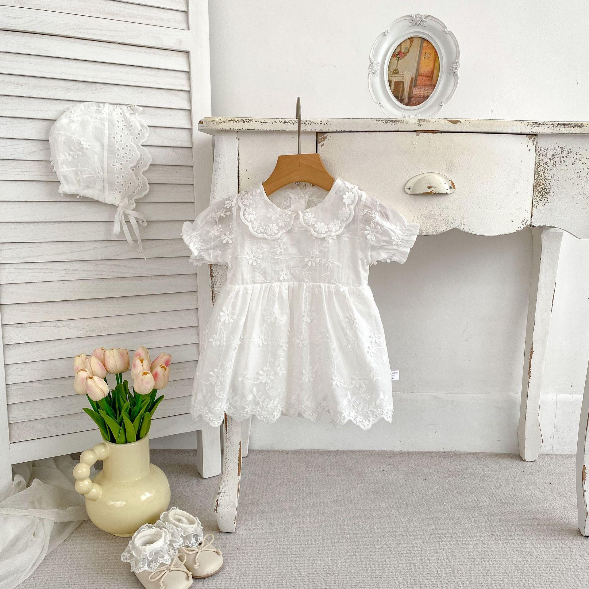 Summer Lightweight Baby Girl Short Sleeve Romper with Floral Cutout Design 66
