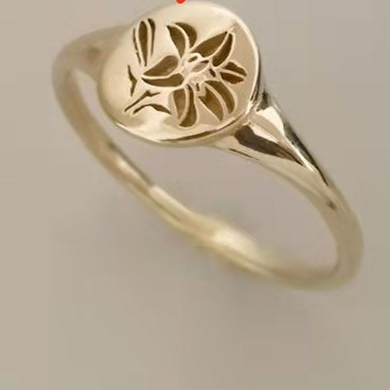Accessories Glossy Alloy Lily Flower Flower Copper Ring Flower Jewelry Ring Female no. 6