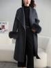 Elegant Women's Wool Coat with Detachable Real Fox Fur Trim for Autumn and Winter