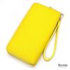 [Revetta] Stingray Leather Long Wallet, Yellow, Caviar Pearl Finish, Round Zipper, Genuine Leather, Women's, with Strap [233stw-2]