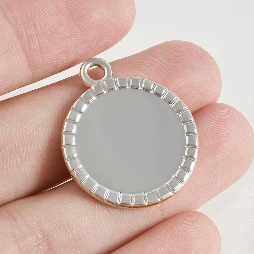 6pcs Stainless Steel Blank Tray Pendant For Decoration Geometry Cabochon Settings Base Charms DIY Handmade Materials Accessories