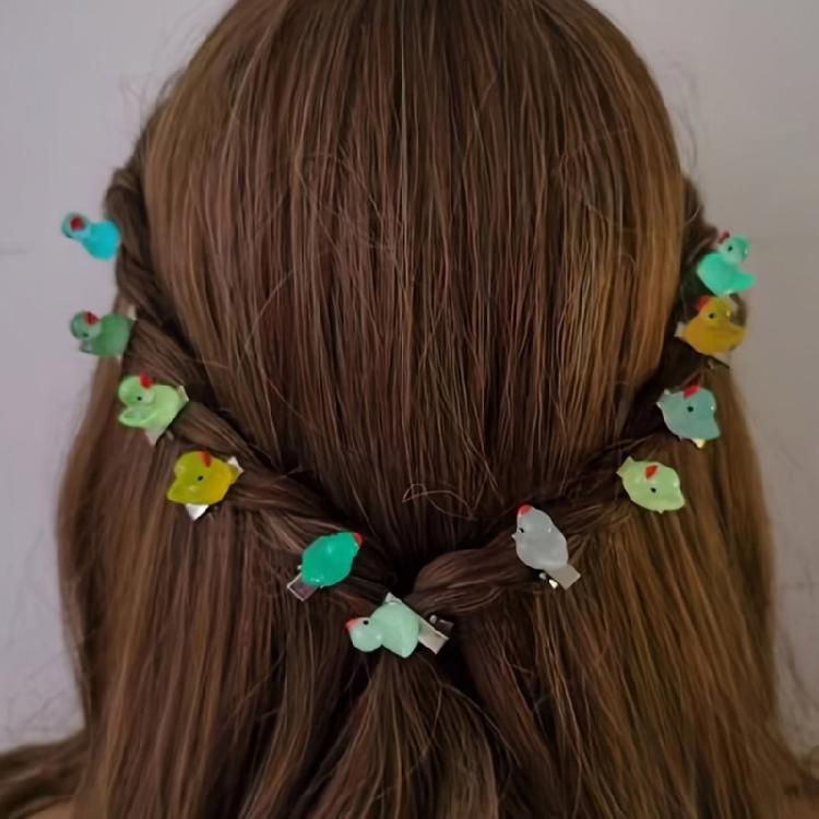 10PCS Duckling Hair Clip Colorful Hairpins Safe Resin Hairpin Cartoon Headwear Kids Girls Party School Hair Ornaments