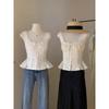 White Bow Sling Vest Women's Summer Wear Design Sense Unique Beautiful Shirt Sleeveless Shirt Top