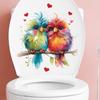 Colorful Birds and Hearts Toilet Sticker Cute Cartoon Self-Adhesive Removable Bathroom Wall Decor