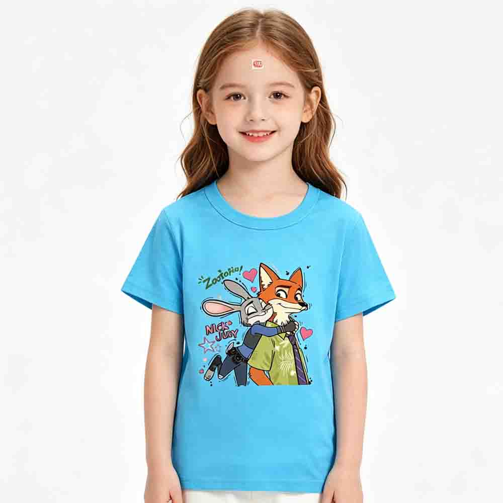 Kids Zootopia 2 Nick Judy Printing Cotton Tshirt