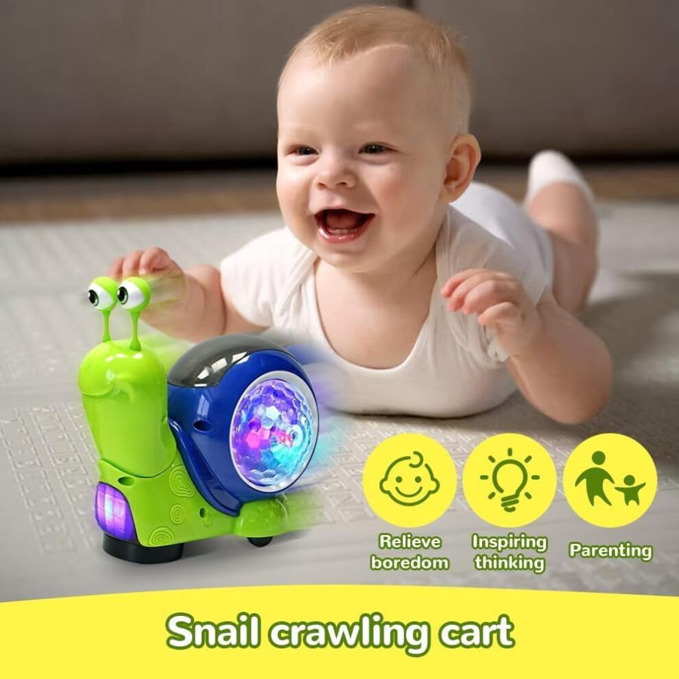 Glowing & Music-Playing Crawling Snail Toy, Auto-Sensing Interactive Musical Toy for Toddlers – Green