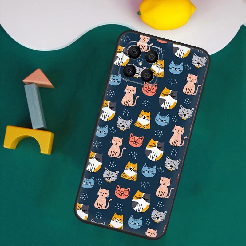 Cute Cat Pattern Kitten Case For Honor 200 Pro 50 70 90 X9a X8a X8 X9 X8b X9c X9b Honor Magic 7 Lite 5 6 Pro Cover
