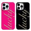 Custodia Nera Rosa Stampa Script Fortunato per iPhone 17 16 15 14 13 12 11 Pro Max 7 8 X XS Copertura Protettiva Anti-Graffio Funda