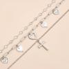 Y2K Retro Cross and Heart Charm Necklace Trendy Collarbone Chain Alloy Neck Jewelry for Women Cool Girls