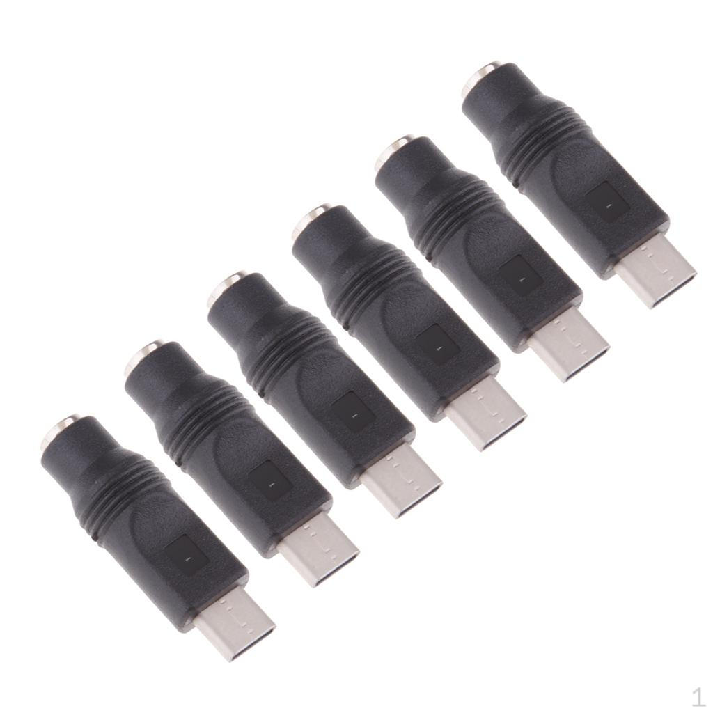 6 Pieces Male to 5.5 X 2.1 Mm Converter Suitable for Laptop PC