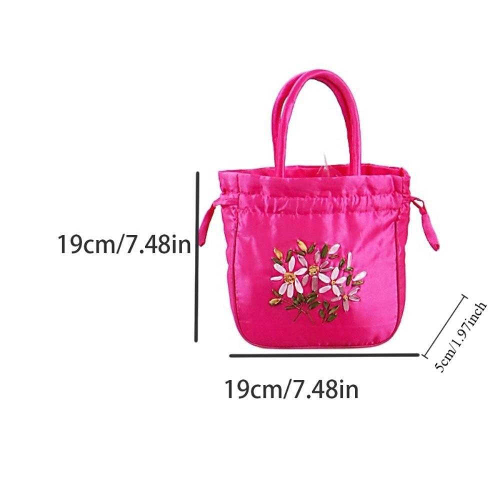 Leaf Hanfu Drawstrings Bag Ethnic Style Small Purse Wallet Retro Embroidery Flower Handbag Daily