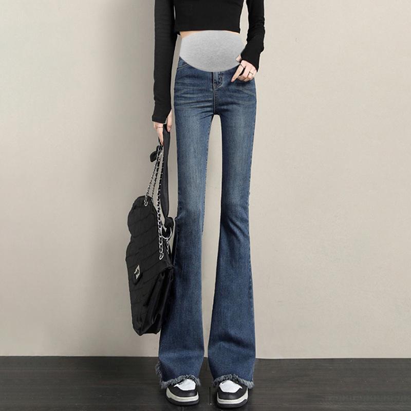 Maternity Slim Fit Micro Flare Jeans with High Elasticity for Spring and Autumn 2XL
